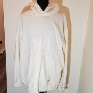 Public Supply NYC Brooklyn Embroidered Mens 5X Cream Hoodie Relaxed Street NWOT